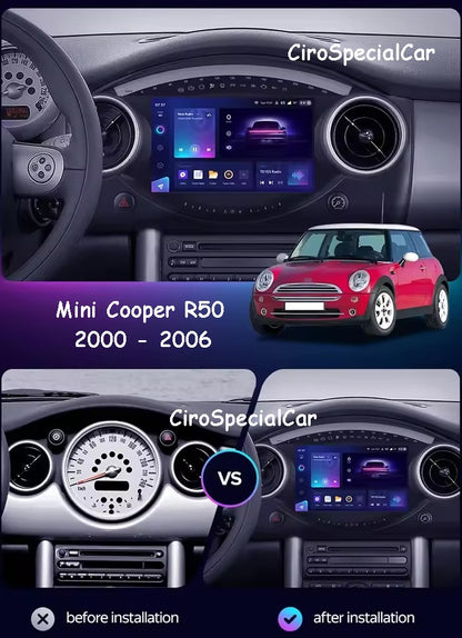Android 14 Carplay Auto Per BMW Mini Hatch R50 2000 - 2006 Autoradio Lettore Video Multimediale Navigazione GPS No 2Din 2 Din DVD
