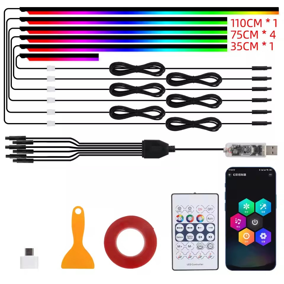 Z# Luci ambientali per auto sinfoniche universali LED interni RGB Streamer Lampada d'atmosfera USB APP Controllo remoto per Tesla Model 3 YSX