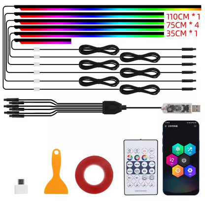 Z# Luci ambientali per auto sinfoniche universali LED interni RGB Streamer Lampada d'atmosfera USB APP Controllo remoto per Tesla Model 3 YSX