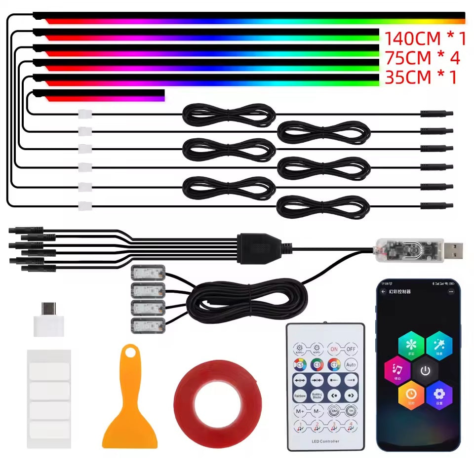 Z# Luci ambientali per auto sinfoniche universali LED interni RGB Streamer Lampada d'atmosfera USB APP Controllo remoto per Tesla Model 3 YSX