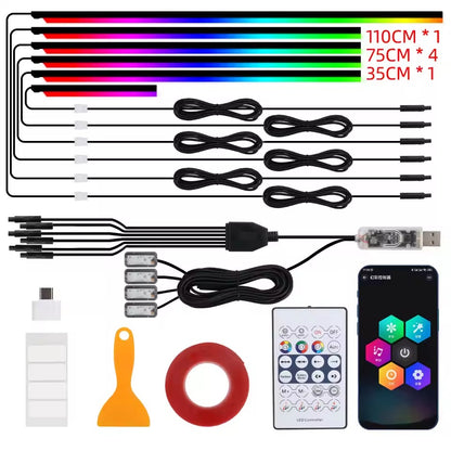 Z# Luci ambientali per auto sinfoniche universali LED interni RGB Streamer Lampada d'atmosfera USB APP Controllo remoto per Tesla Model 3 YSX