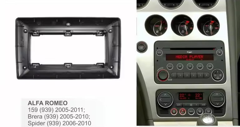 Kit Per Alfa 159 2000 - 2011  Autoradio 4/64 GB + Adattatore 9" + Canbus Box  Comandi al Volante
