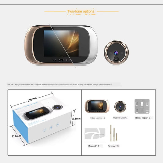New Landing 2,8 pollici 6 mesi di tempo standby video campanello spioncino (Argento)