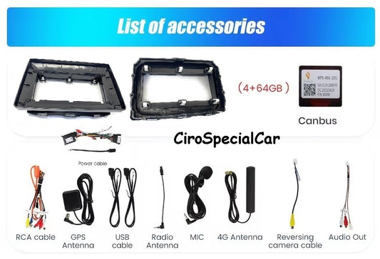 Kit per ALFA ROMEO Giulietta 159 2014-2019 + Autoradio 4/64 GB 9 pollici +  Adattatore 9" + Canbus Box + Cablaggio Originale