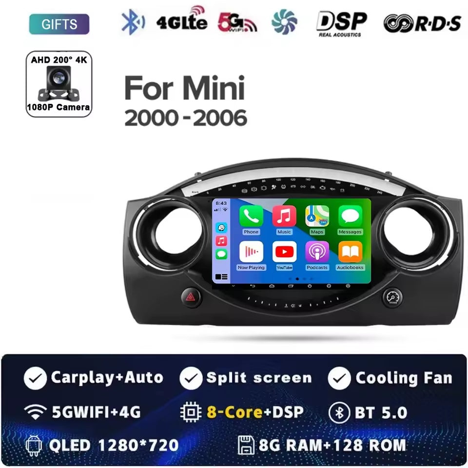 Android 14 Carplay Auto Per BMW Mini Hatch R50 2000 - 2006 Autoradio Lettore Video Multimediale Navigazione GPS No 2Din 2 Din DVD