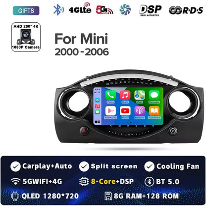Android 14 Carplay Auto Per BMW Mini Hatch R50 2000 - 2006 Autoradio Lettore Video Multimediale Navigazione GPS No 2Din 2 Din DVD