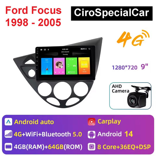 Kit FORD FOCUS MK1 1998 - 2005 / AUTORADIO ANDROID TOUCH 9" WIFI NAVIGATORE 4/64GB