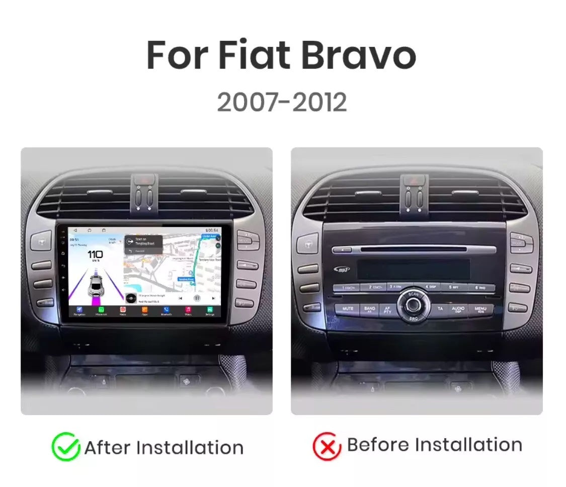 FIAT Bravo (198) 2006-2016 Autoradio 9 pollici +  Adattatore 9" + Canbus Box + Cablaggio Originale