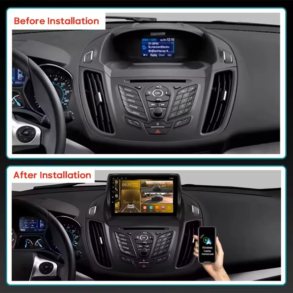 KIT Per FORD Escape Kuga C-max 2011-2018 Autoradio 2/32GB 4/64GB + Adattatore 9" + Canbus Box