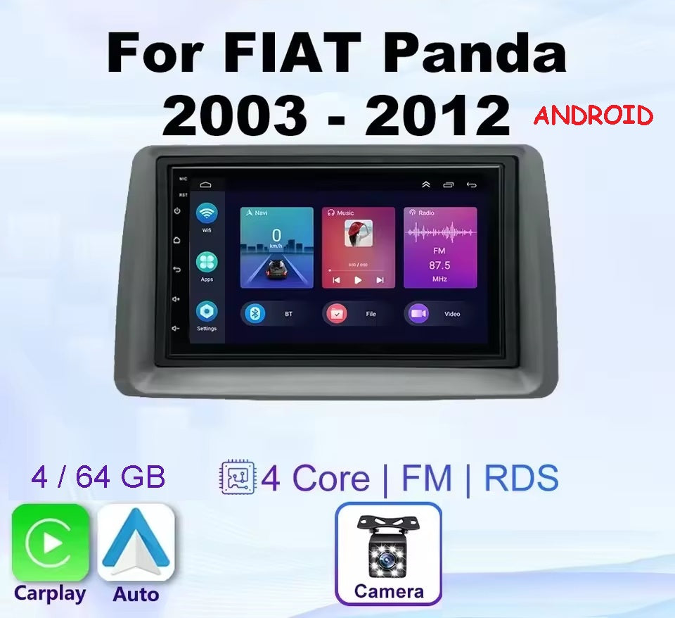 Kit Completo FIAT Panda 2003 - 2012 Autoradio Andoird 4/64 GB + Adattatore per 7"