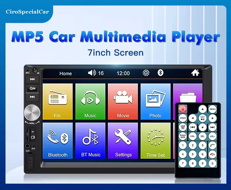 7 pollici HD Touch Screen 2 Din Autoradio con lettore MP5 universale + USB + audio navigazione Bluetooth + Retrocamera