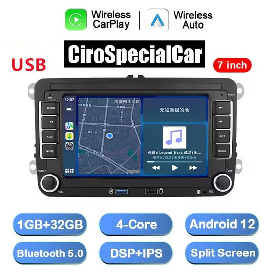 Autoradio 7" per VW Volkswagen Golf Polo Skoda Rapid Octavia Radio Tiguan Passat b7 Jetta 2 Din Auto Carplay Android 13 WiFi