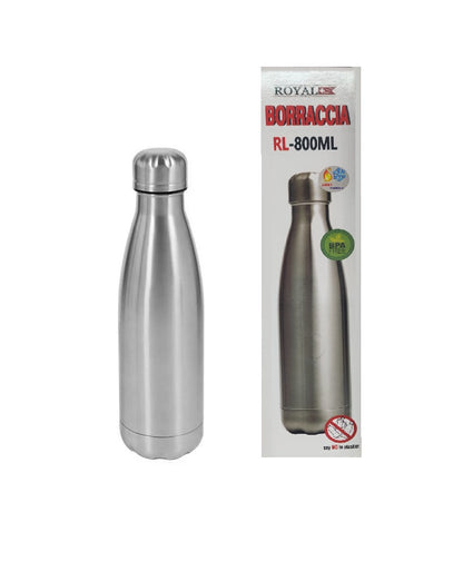 BOTTIGLIA TERMICA ML 800 STEEL ACCIAIO INOX ROYAL+ CALDO FREDDO PORTATILE