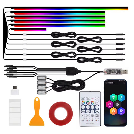 Z# Luci ambientali per auto sinfoniche universali LED interni RGB Streamer Lampada d'atmosfera USB APP Controllo remoto per Tesla Model 3 YSX