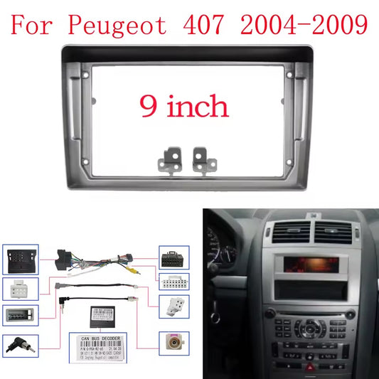 Autoradio 4/64 GB + Adattatore 9" + Canbus Box - Kit Per Peugeot 407  2004 - 2009