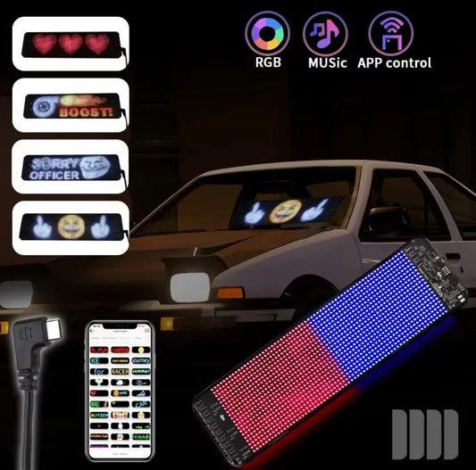 Pubblicità a scorrimento LED Sign USB 5V Bluetooth App Control Logo Light Custom Text Pattern animazione Display programmabile Car