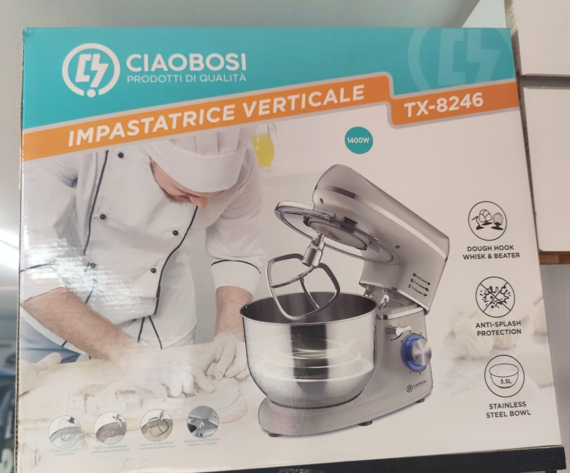 Impastatrice Robot Da Cucina Con Accessori 1400 Watt Mixer Tx-8246 Con Ciotola