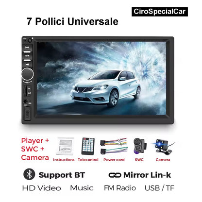 7 pollici HD Touch Screen 2 Din Autoradio per lettore MP5 universale - USB  - Lettore multimediale audio navigazione Bluetooth