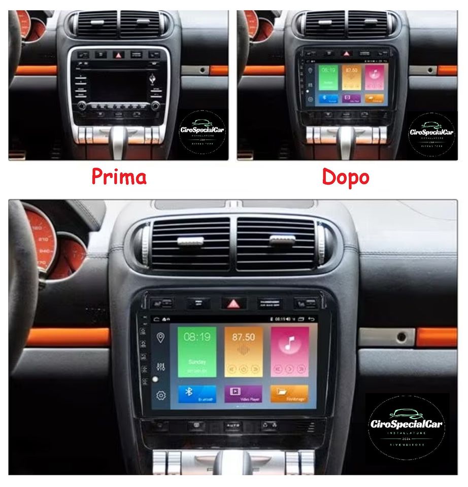 Porsche Cayenne dal 2003 al 2010 Autoradio 4/64 GB 9 pollici + Adattatore 9" + Canbus Box + Cablaggio Originale