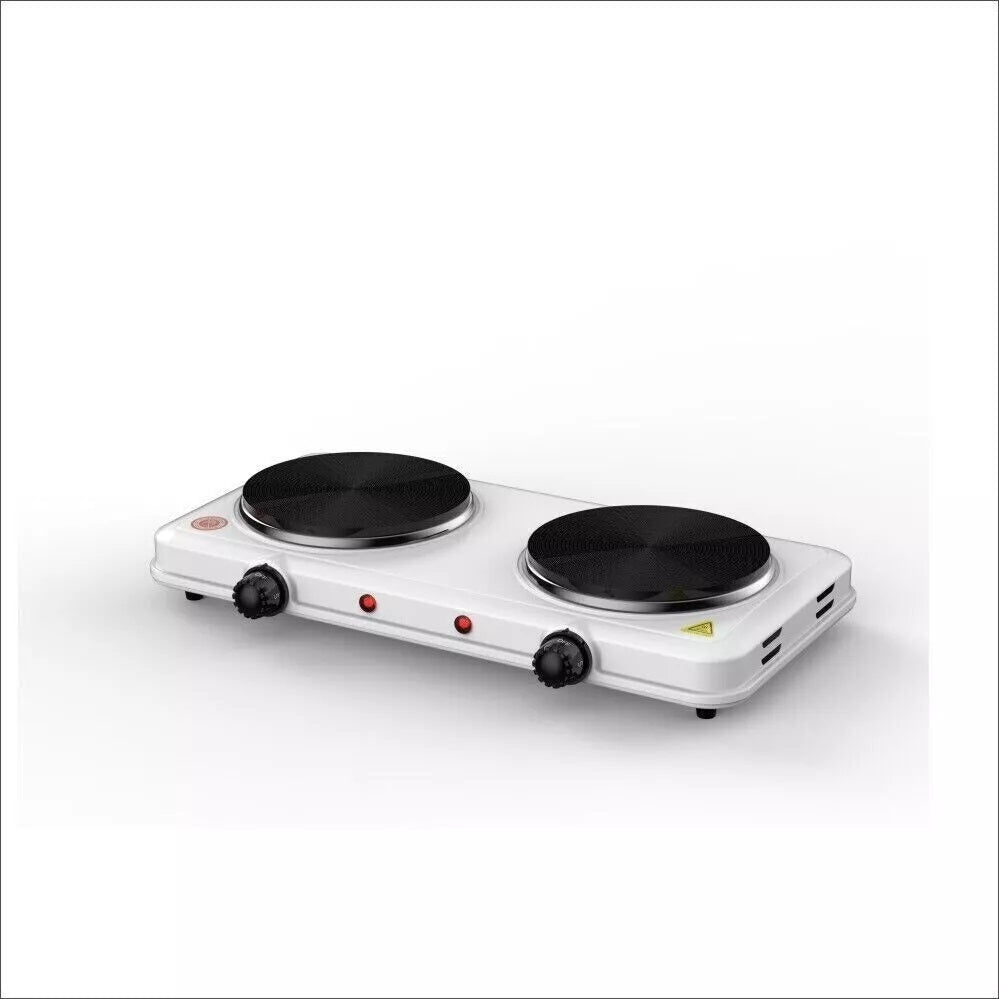 Fornello Elettrico Doppio 2 Piastre Ghisa Regolabile da Viaggio Campeggio 2500W