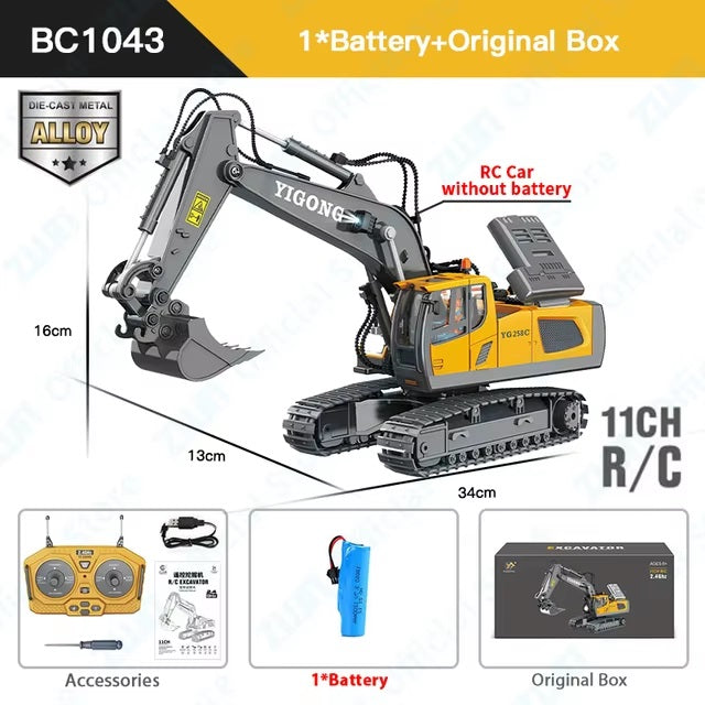 Macchinari professionale Edili giocattoli, telecomando 2.4G escavatore dumper RC modello di plastica simulazione veicolo da costruzione per bambini