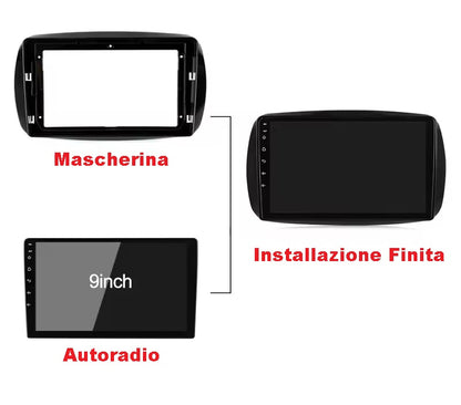 Autoradio 4/64 GB + Adattatore 9" + Canbus Box - Kit Per Benz Smart 453  2014 - 2020