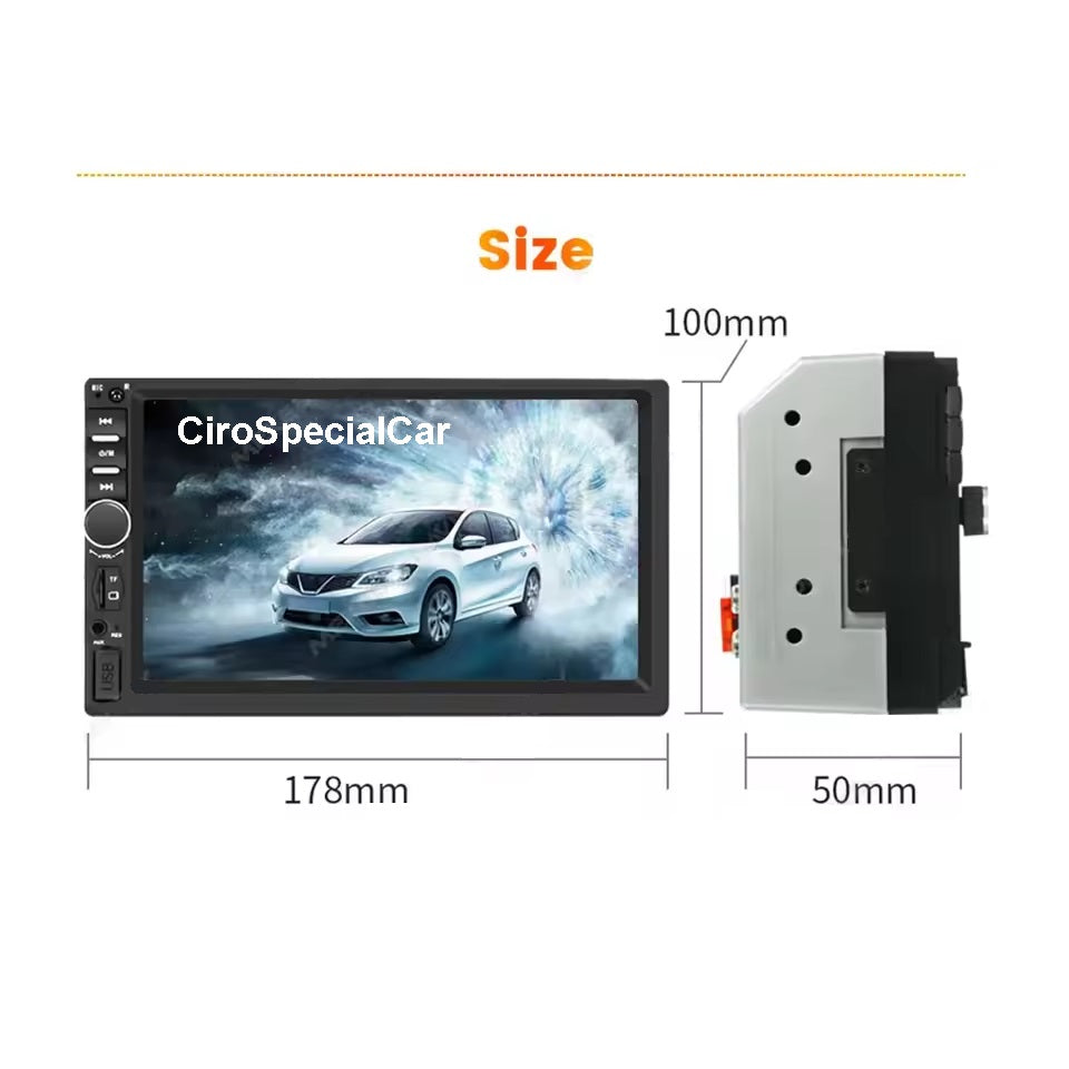 7 pollici HD Touch Screen 2 Din Autoradio per lettore MP5 universale - USB  - Lettore multimediale audio navigazione Bluetooth