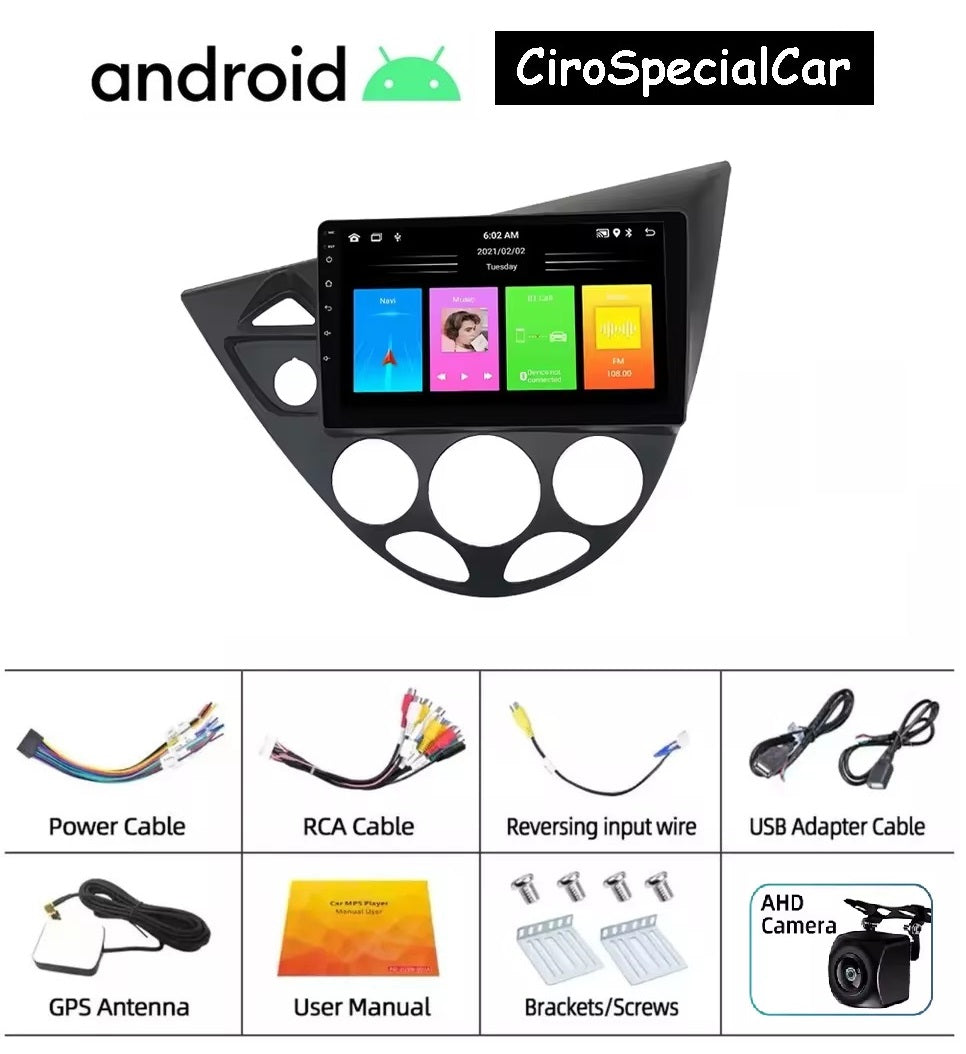 Kit FORD FOCUS MK1 1998 - 2005 / AUTORADIO ANDROID TOUCH 9" WIFI NAVIGATORE 4/64GB