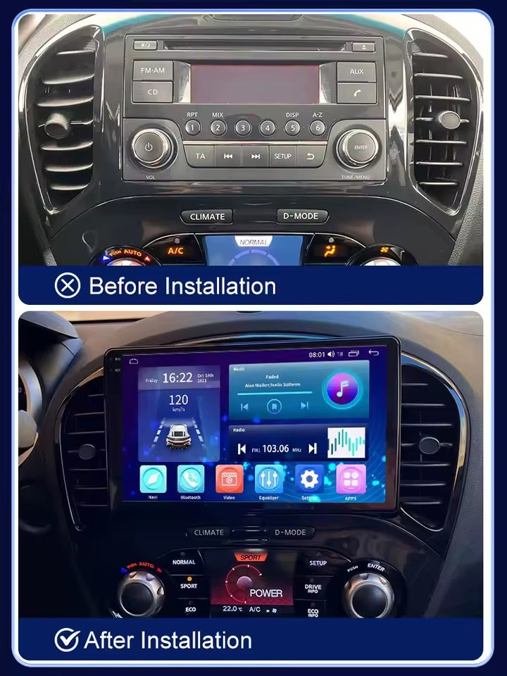 NISSAN JUKE  2011 - 2016 Autoradio 4/64 GB 9 pollici + Adattatore 9" + Canbus Box + Cablaggio Originale