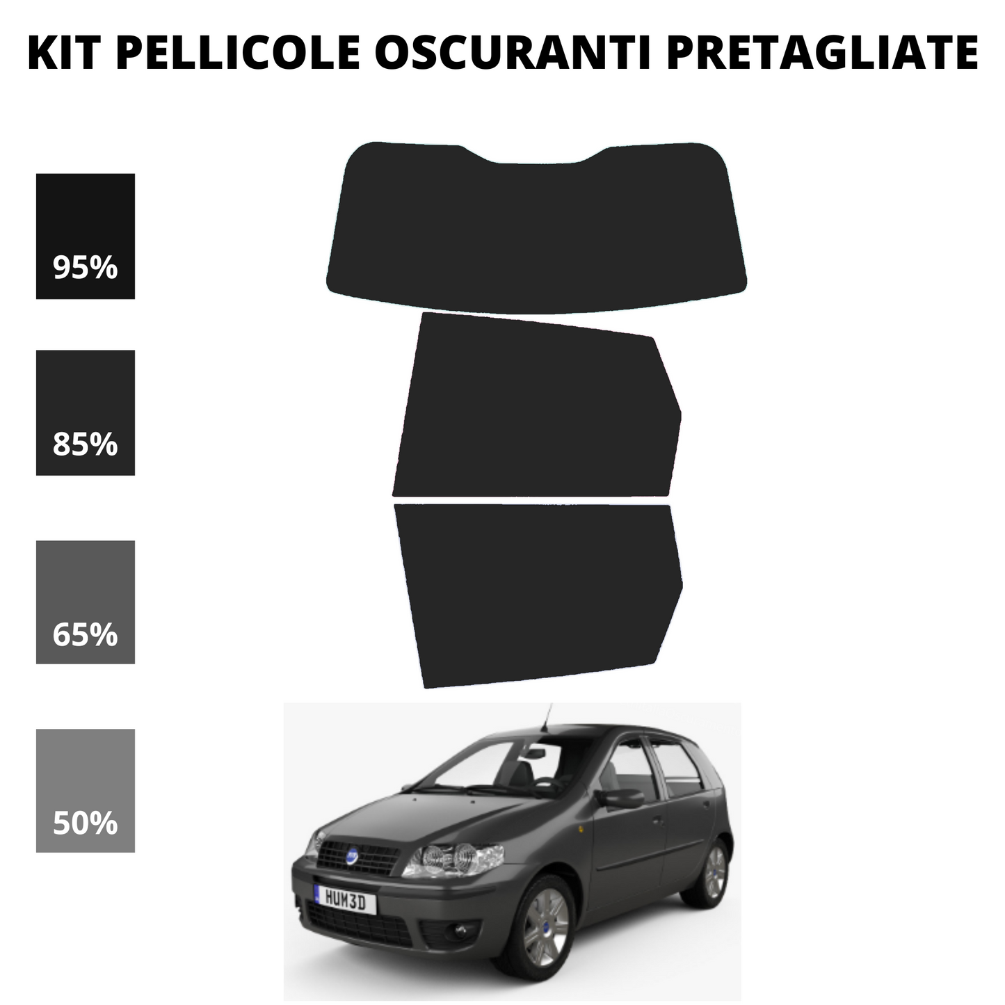 Pellicola Oscuramento Vetri Fiat Punto 5 Porte 1999-2004