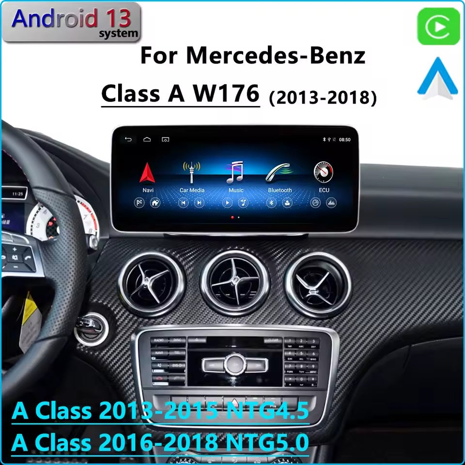 Android 13 per Mercedes-Benz A W176 A200 A180 2013-2018 CarPlay autoradio navigazione GPS lettore multimediale schermo BT 10.25