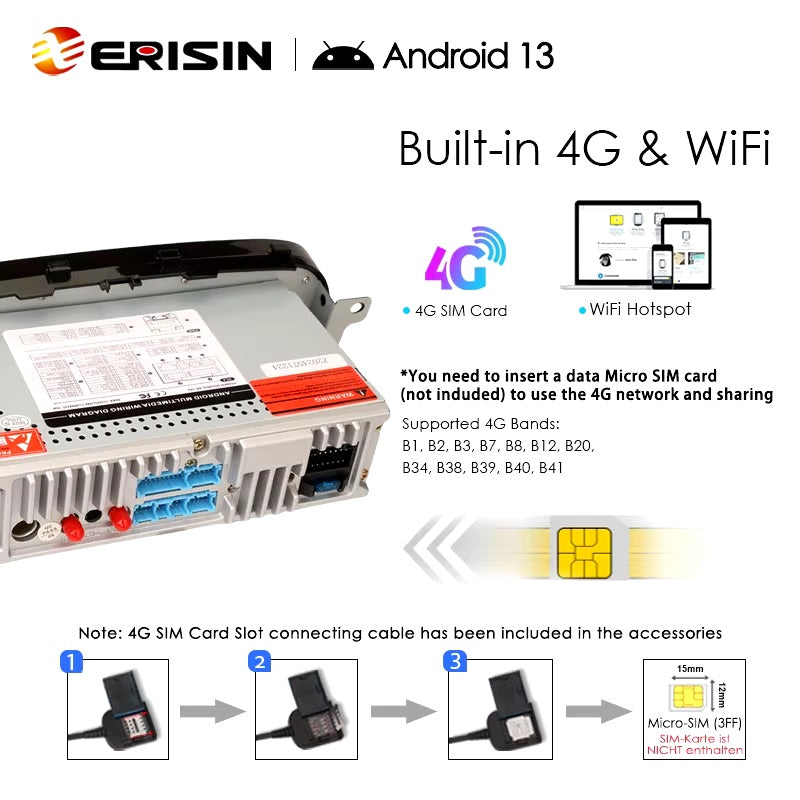 Erisin ES6754L Android 13 autoradio GPS per Fiat 500L 2012-2017