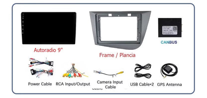 Autoradio 4/64 GB + Adattatore 9" + Canbus Box - Kit Per Seat Leon  2005-2012