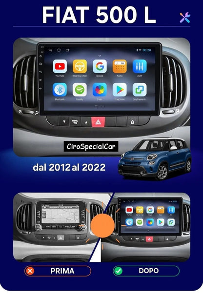 FIAT 500L dal 2012 al 2022 - Autoradio 10 pollici Android 13  4/64GB  CARPLAY NAVI RDS WiFi