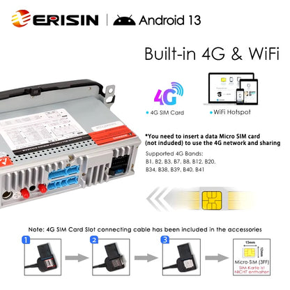 Erisin ES6755X Android 13 autoradio GPS per Fiat 500X 2014-2020