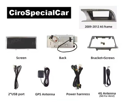 Autoradio - 4/32 GB Andoird 14  + CarPlay wireless + GPS Navigatore + DSP + Unità principale inteligente / Kit Per Audi A5 ( 2009 - 2012 )