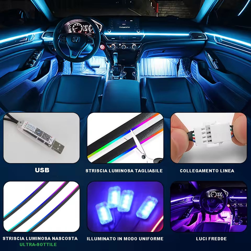 Z# Luci ambientali per auto sinfoniche universali LED interni RGB Streamer Lampada d'atmosfera USB APP Controllo remoto per Tesla Model 3 YSX