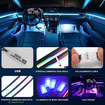 Z# Luci ambientali per auto sinfoniche universali LED interni RGB Streamer Lampada d'atmosfera USB APP Controllo remoto per Tesla Model 3 YSX