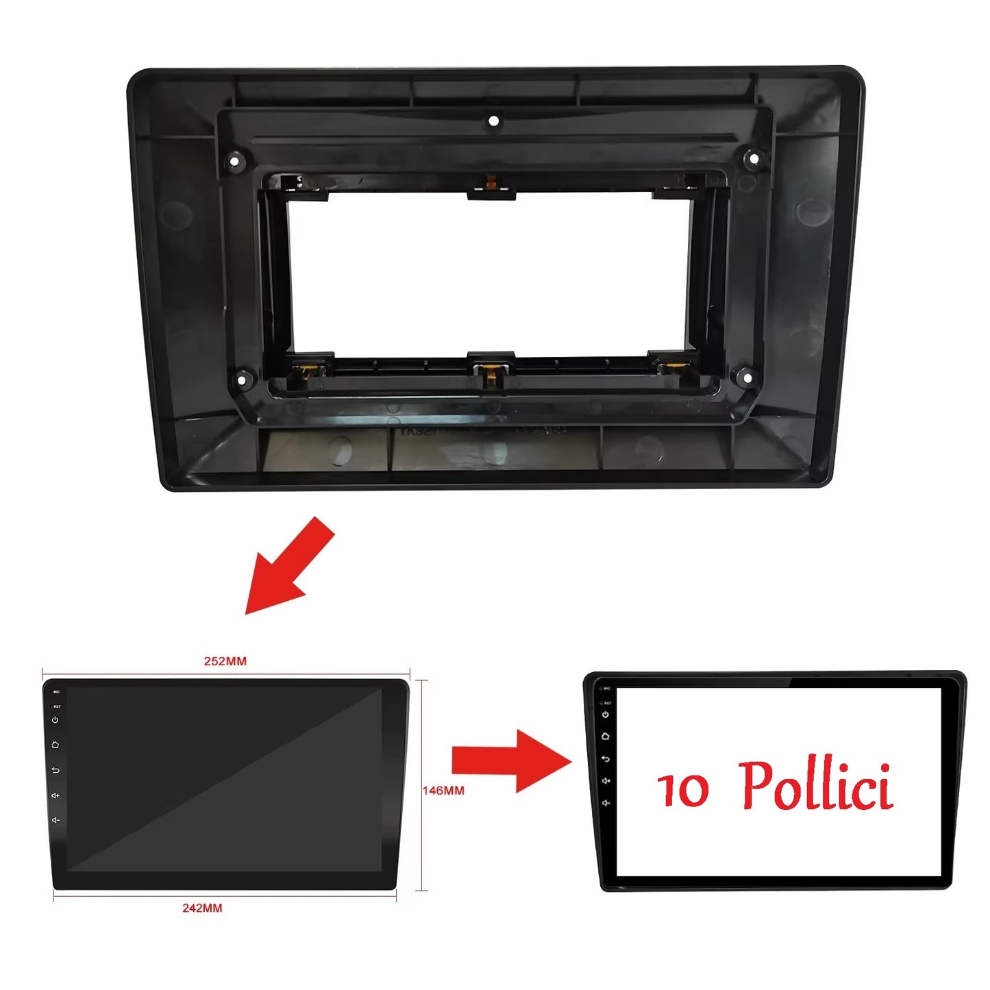 Autoradio 4/64 GB + Adattatore 10.1" + Canbus Box - Kit Per Fiat 500L 2011
