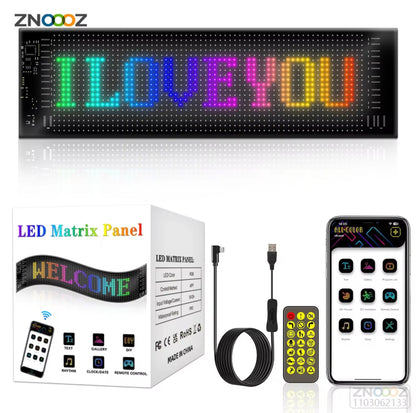 Pubblicità a scorrimento LED Sign USB 5V Bluetooth App Control Logo Light Custom Text Pattern animazione Display programmabile Car