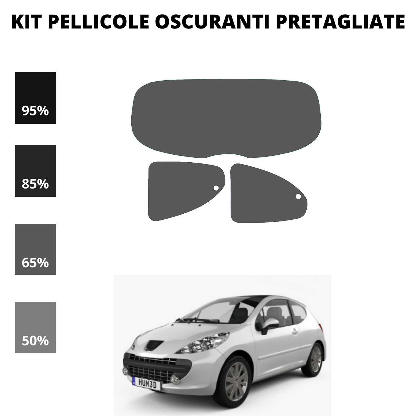 Pellicola oscuramento Vetri Peugeot 207 3 Porte 2007-Attuale