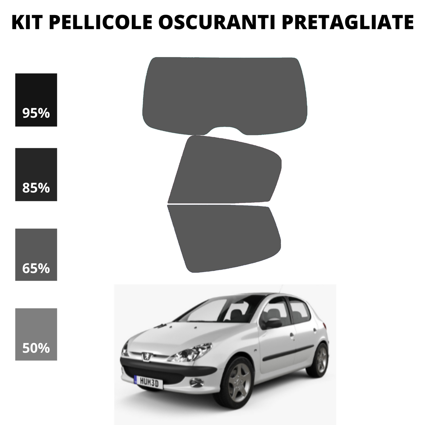 Pellicola Oscuramento Vetri Peugeot 206 5 Porte