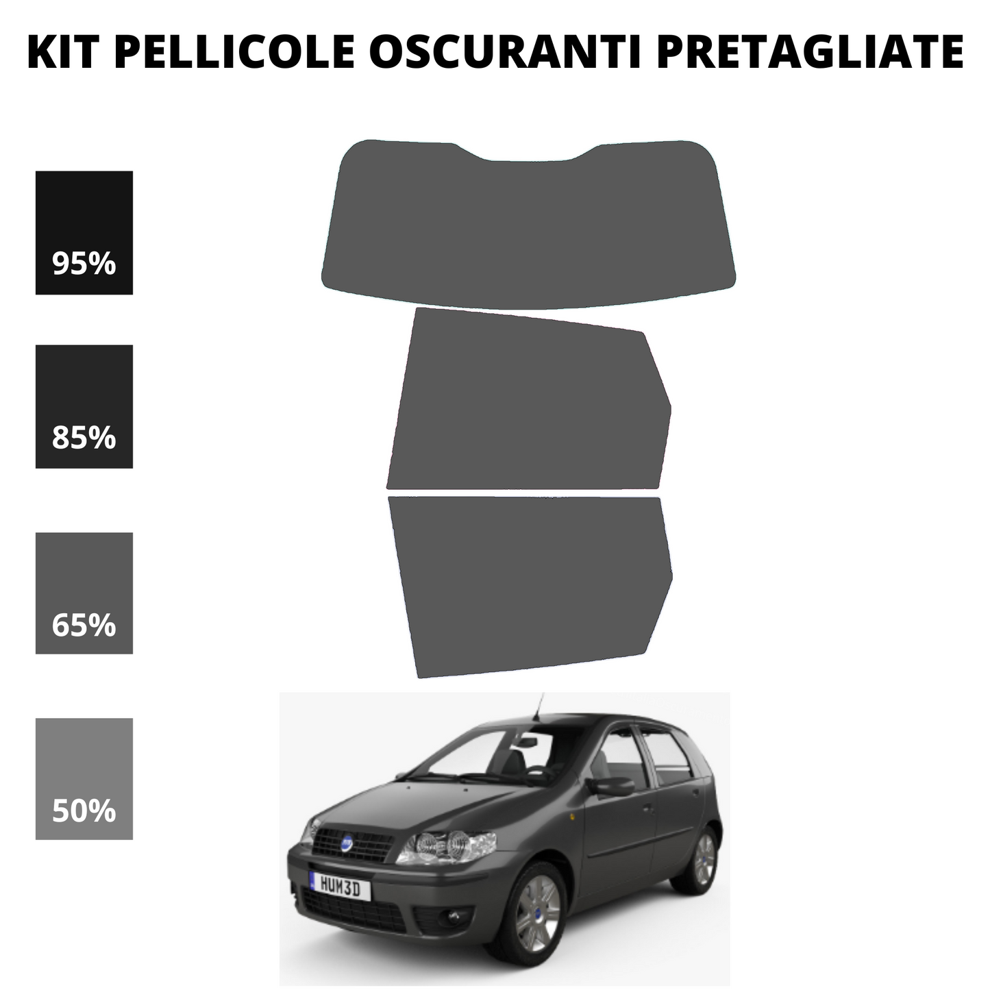 Pellicola Oscuramento Vetri Fiat Punto 5 Porte 1999-2004