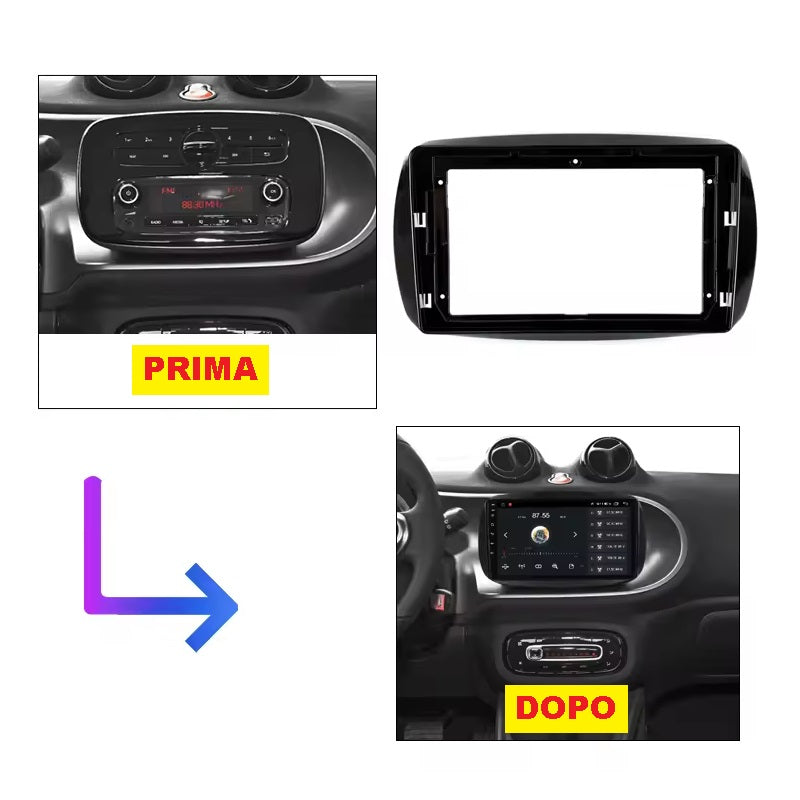 Autoradio 4/64 GB + Adattatore 9" + Canbus Box - Kit Per Benz Smart 453  2014 - 2020