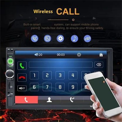 7 pollici HD Touch Screen 2 Din Autoradio con lettore MP5 universale + USB + audio navigazione Bluetooth + Retrocamera