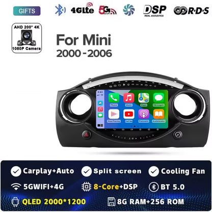 Android 14 Carplay Auto Per BMW Mini Hatch R50 2000 - 2006 Autoradio Lettore Video Multimediale Navigazione GPS No 2Din 2 Din DVD