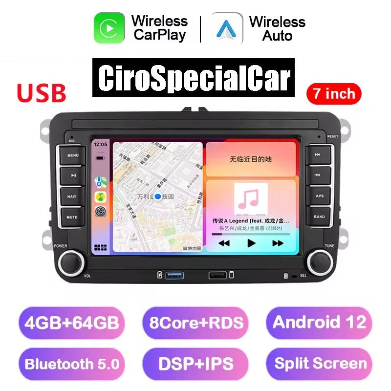 Autoradio 7" per VW Volkswagen Golf Polo Skoda Rapid Octavia Radio Tiguan Passat b7 Jetta 2 Din Auto Carplay Android 13 WiFi