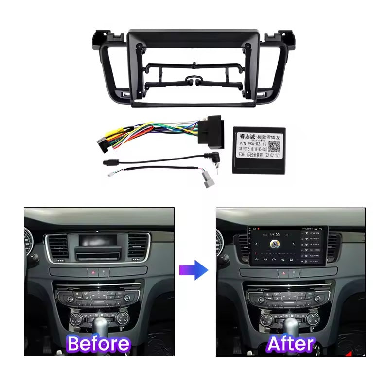 Kit Per Peugeot 508 2011-2018 Autoradio 4/64 GB + Adattatore 9" + Canbus Box Comandi al Volante