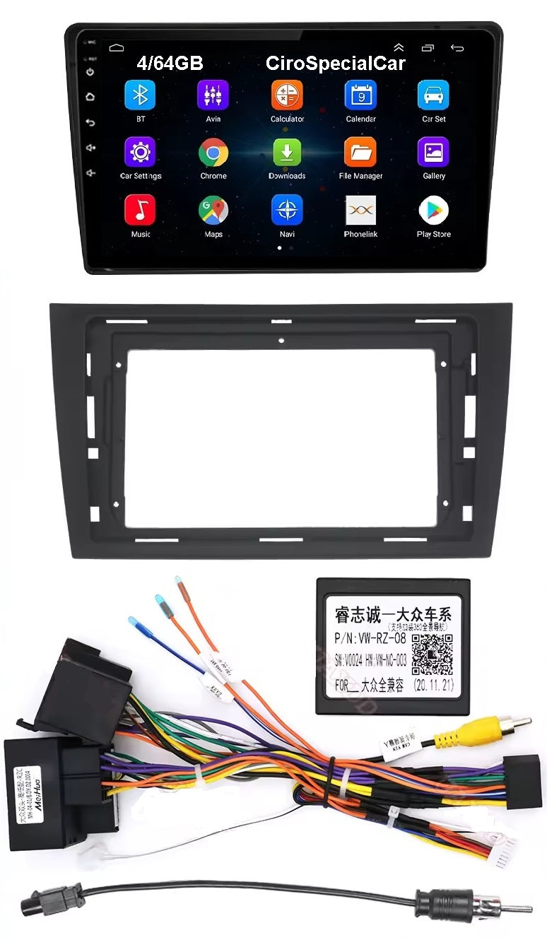 Autoradio 4/64 GB + Adattatore 9" +  Canbus Box - Kit Per Golf 6  2008-2016