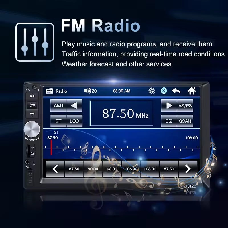 7 pollici HD Touch Screen 2 Din Autoradio con lettore MP5 universale + USB + audio navigazione Bluetooth + Retrocamera